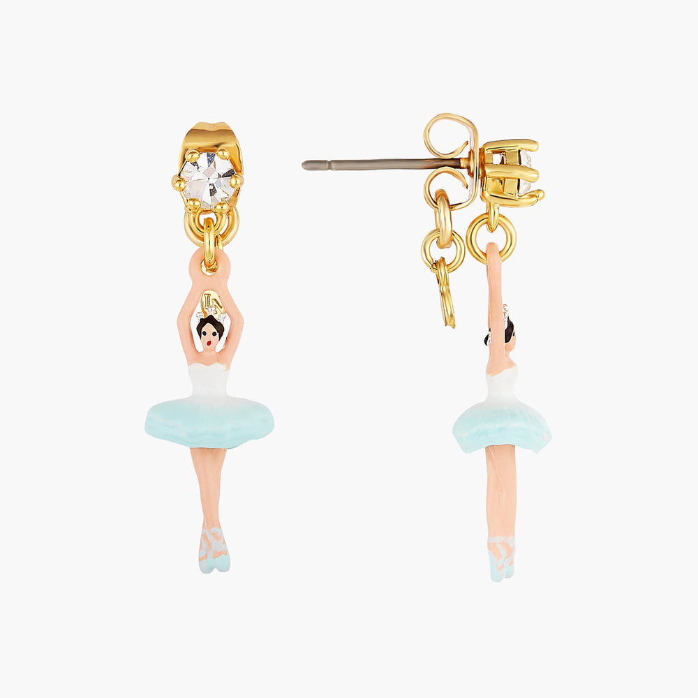 The Nutcracker Ballerina and Faceted Crystal Post Earrings