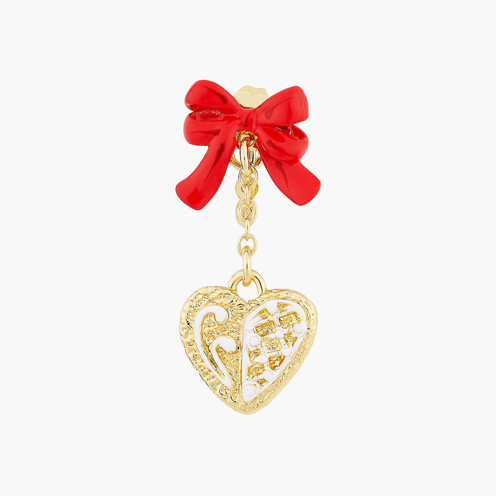 The Nutcracker Heart and Star Biscuits and Red Bow Post Earrings