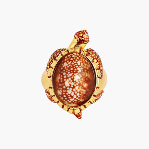 Out at Sea Speckled Shell Turtle cocktail ring - Multi