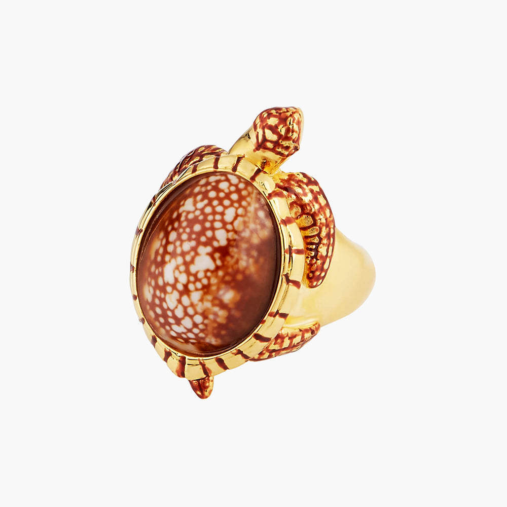 Out at Sea Speckled Shell Turtle cocktail ring - Multi