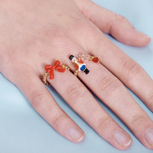 The Nutcracker and Faceted Beads Adjustable Ring