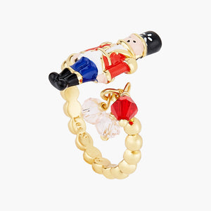 The Nutcracker and Faceted Beads Adjustable Ring
