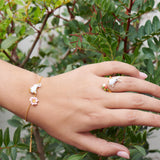 ENCHANTED ENCOUNTER Bunny and Pink Flower Thin Chain Bracelet