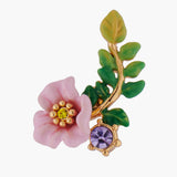 ENCHANTED ENCOUNTER Bunny and Pink flower Asymmetrical Stud Earrings