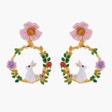 ENCHANTED ENCOUNTER Bunny on Flowered Branch Clip-on Creoles