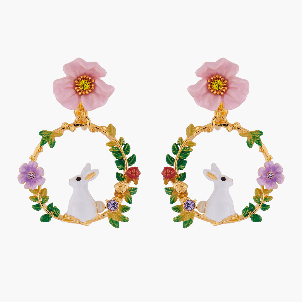 ENCHANTED ENCOUNTER Bunny on Flowered Branch Clip-on Creoles