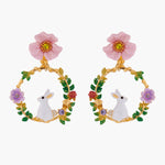 ENCHANTED ENCOUNTER Bunny on Flowered Branch Clip-on Creoles