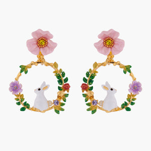 ENCHANTED ENCOUNTER Bunny on Flowered Branch Clip-on Creoles