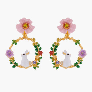 ENCHANTED ENCOUNTER Bunny on Flowered Branch Clip-on Creoles