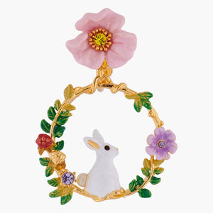 ENCHANTED ENCOUNTER Bunny on Flowered Branch Clip-on Creoles