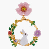 ENCHANTED ENCOUNTER Bunny on Flowered Branch Stud Creoles