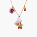 Enchanted Encounter Bunny on Flowers Pendant Necklace