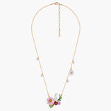 Enchanted Encounter Bunny on Pink Flower Pendant Necklace