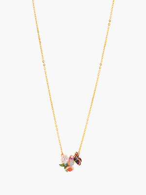 Japanese Emperor Butterfly and Cherry Blossom Necklace