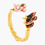 Japanese Emperor Butterfly and Cherry Blossom Adjustable Ring
