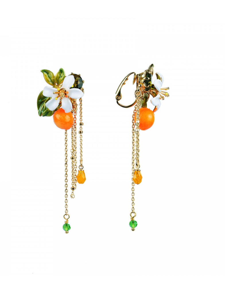 Gardens In Provence Orange Blossom Chain Clip Earrings