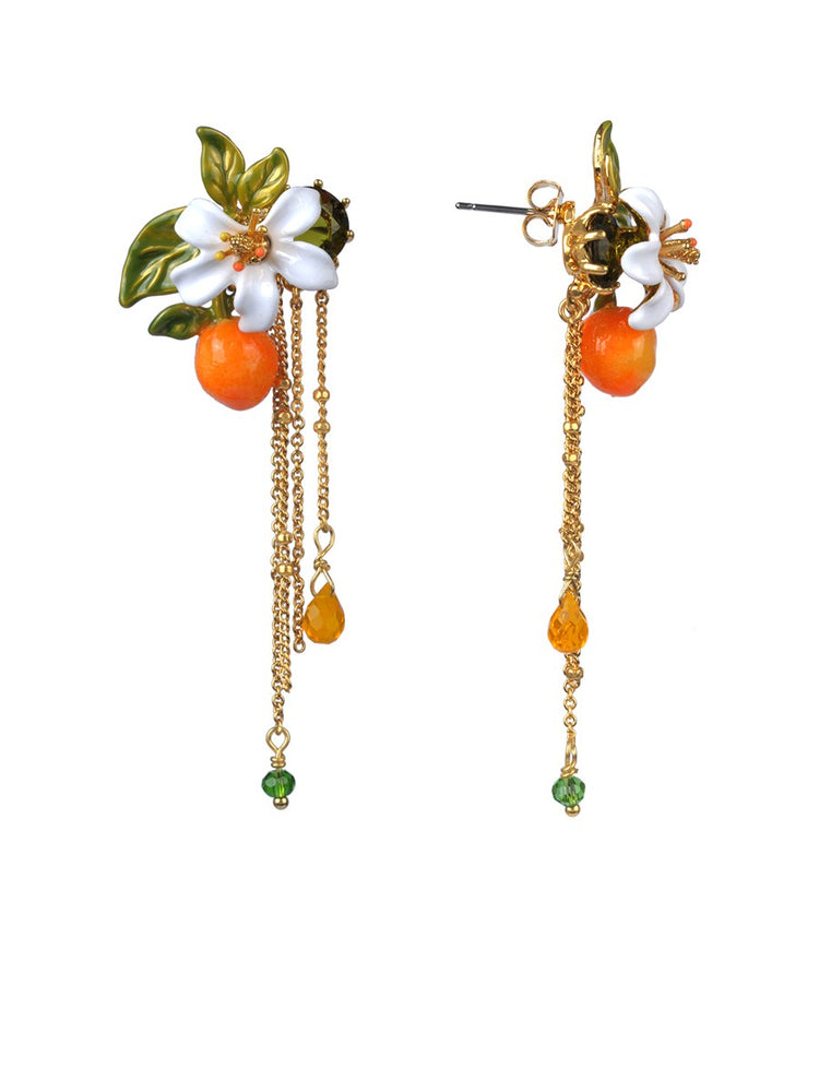 
            
                Load image into Gallery viewer, Gardens In Provence Orange Blossom Chain Earrings
            
        