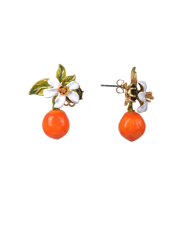 
            
                Load image into Gallery viewer, Gardens In Provence Orange Post Earrings
            
        