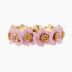 Enchanted Encounter Pink Flowers and Golden Pistils Thin Ring - Pink
