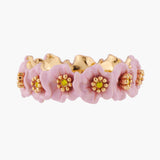 Enchanted Encounter Pink Flowers and Golden Pistils Thin Ring - Pink