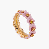Enchanted Encounter Pink Flowers and Golden Pistils Thin Ring - Pink