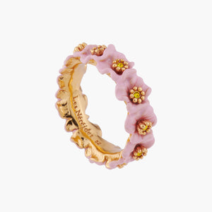 Enchanted Encounter Pink Flowers and Golden Pistils Thin Ring - Pink