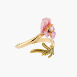 Thousand Pansies Pink pansy and freshwater pearl adjustable ring