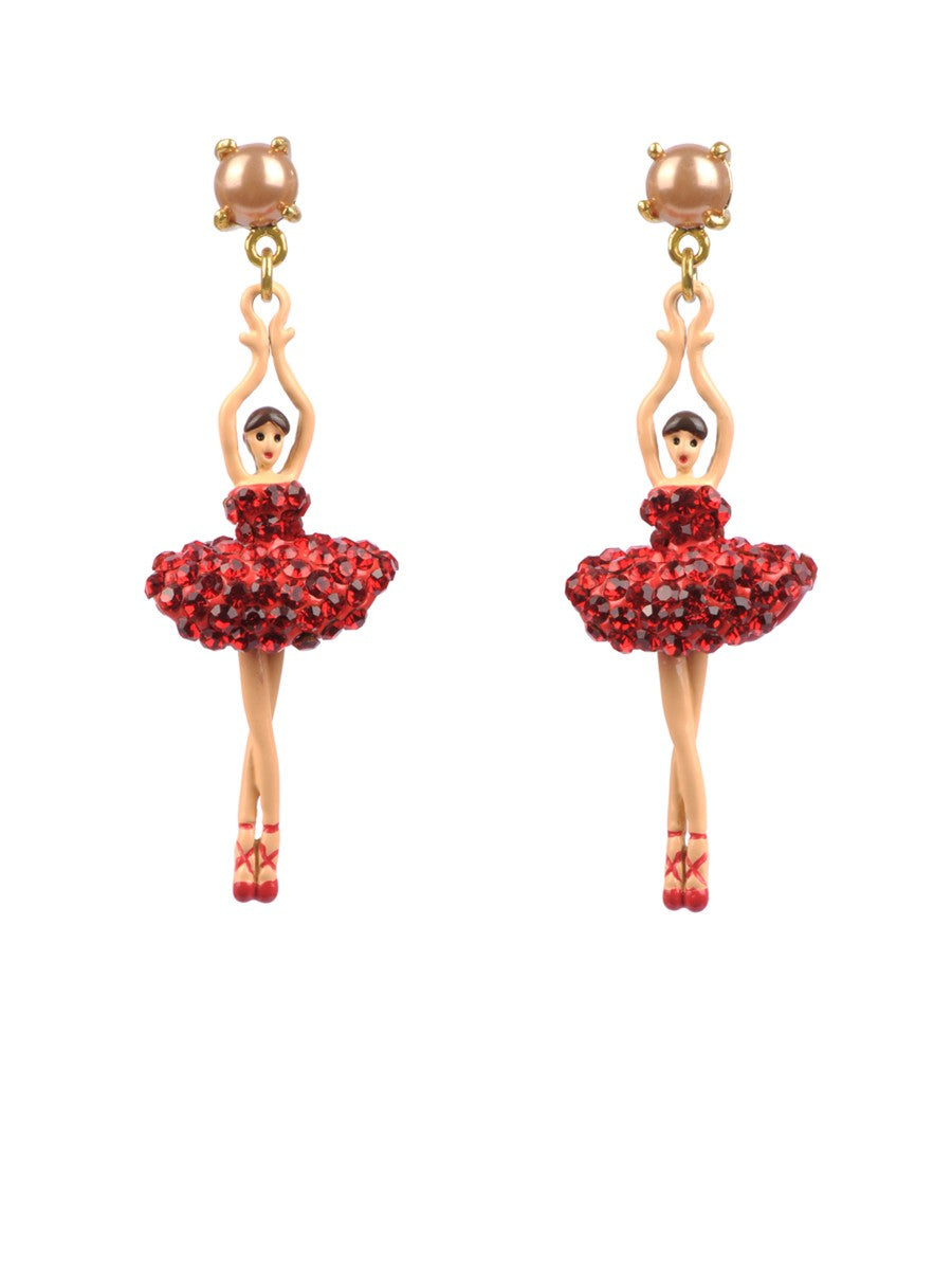 LUXURY PAS DE DEUX RHINESTONE BALLERINA CLIP ON EARRINGS Les