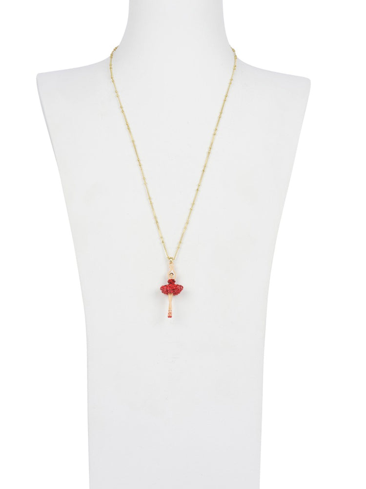LUXURY PAS DE DEUX RHINESTONE BALLERINA PENDANT NECKLACE