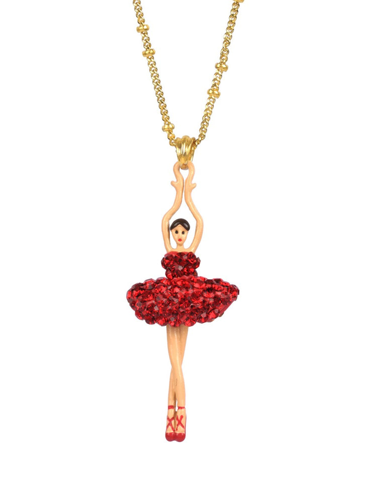 LUXURY PAS DE DEUX RHINESTONE BALLERINA PENDANT NECKLACE