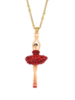 LUXURY PAS DE DEUX RHINESTONE BALLERINA PENDANT NECKLACE