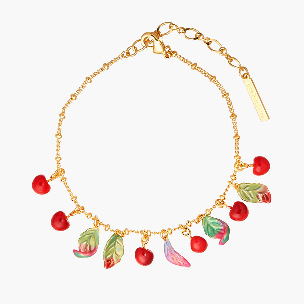 Cherries and Leaves Charm Bracelet