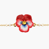 Thousand Pansies Red Pansy Link Chain Bracelet