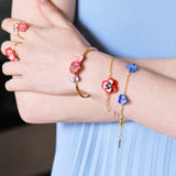 Thousand Pansies Red Pansy Link Chain Bracelet