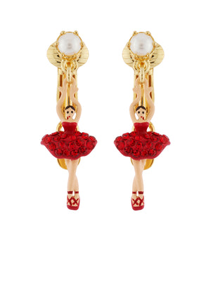MINI LUXURY PAS DE DEUX MINI BALLERINA WITH RED CRYSTALS CLIP-ON EARRINGS