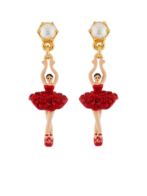 MINI LUXURY PAS DE DEUX MINI BALLERINA WITH RED CRYSTALS STUD EARRINGS