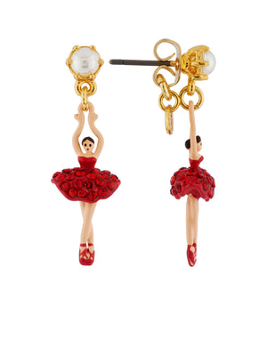 MINI LUXURY PAS DE DEUX MINI BALLERINA WITH RED CRYSTALS STUD EARRINGS