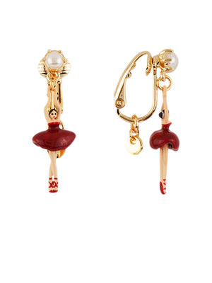 MINI PAS DE DEUX WITH MINI BALLERINA AND PEARL CLIP-ON EARRINGS