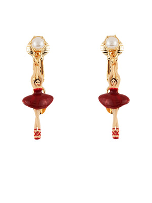 MINI PAS DE DEUX WITH MINI BALLERINA AND PEARL CLIP-ON EARRINGS