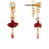 MINI PAS DE DEUX WITH RED MINI BALLERINA AND PEARL STUD EARRINGS