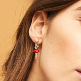MINI PAS DE DEUX WITH RED MINI BALLERINA AND PEARL STUD EARRINGS