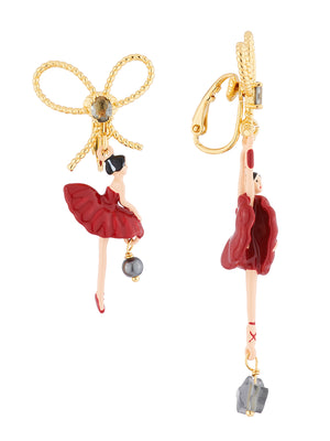 PAS DE DEUX BALLERINA AND BOW CLIP-ON EARRINGS - RED