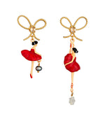 PAS DE DEUX BALLERINA AND BOW STUD EARRINGS - RED