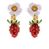 Royal Gardens Strawberry and White Flower Clip Earrings
