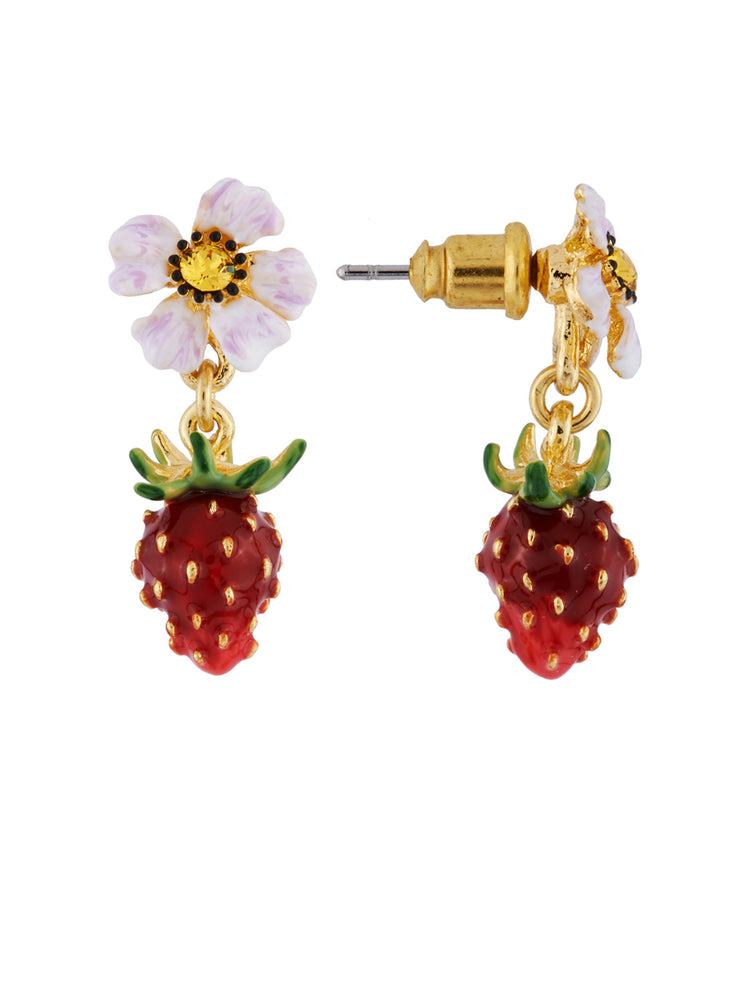 Royal Gardens Strawberry and White Flower Post Earrings