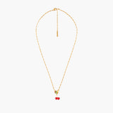 Cherries and Leaves Pendant Necklace