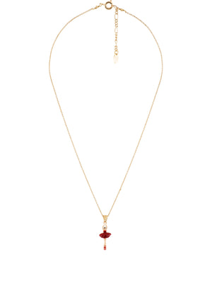 MINI PAS DE DEUX WITH RED MINI BALLERINA PENDANT SHORT NECKLACE