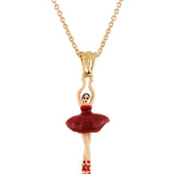 MINI PAS DE DEUX WITH RED MINI BALLERINA PENDANT SHORT NECKLACE