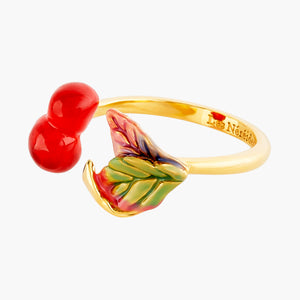 Cherries and Leaves Adjustable Ring