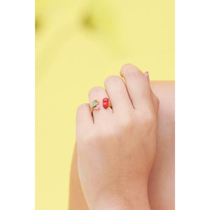 Cherries and Leaves Adjustable Ring